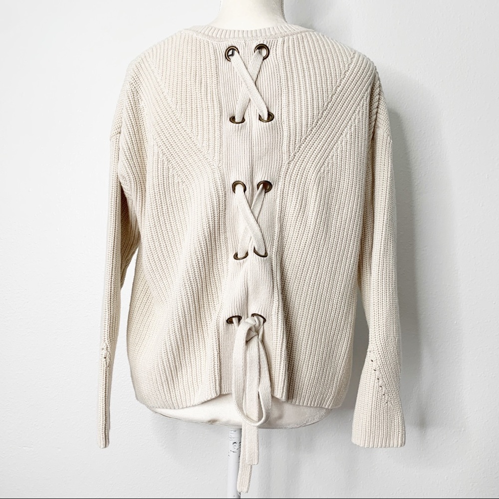 Lucky Brand Lace-Up Back Sweater In Natural Color - Picture 7 of 8